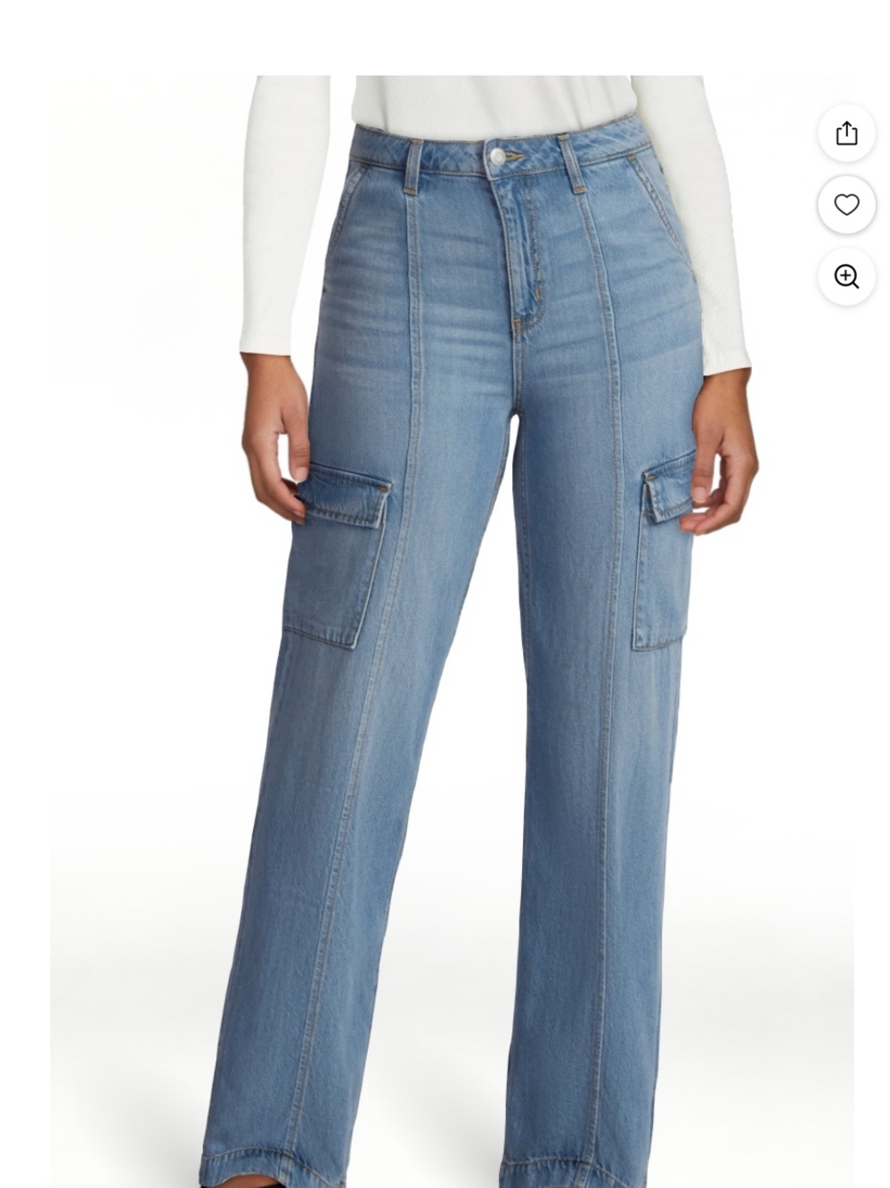 Time and Tru Light Blue High-Rise Wide-Leg Cargo Jeans